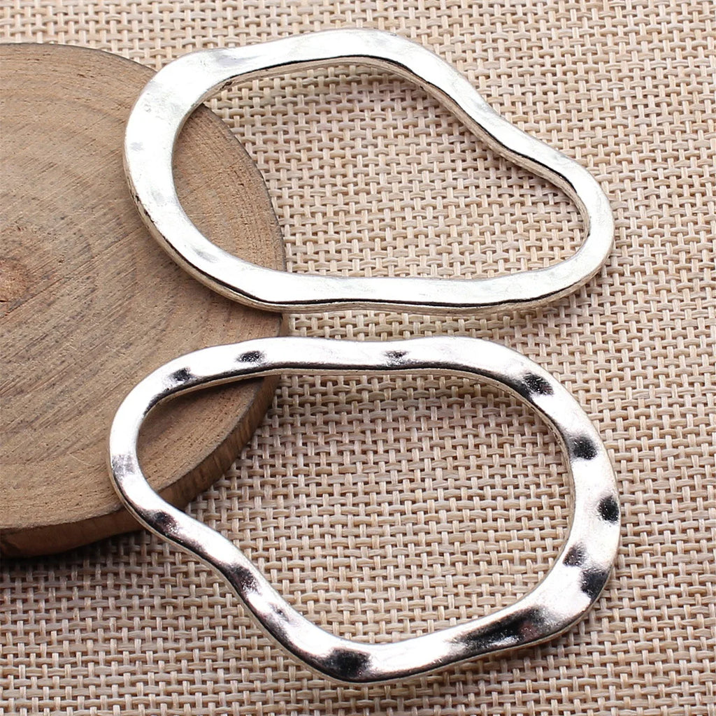 59x40mm 11.3g Antique Silver Zinc Alloy Irregular Geometric Hammered Hollow Charm Pendant for DIY Jewelry