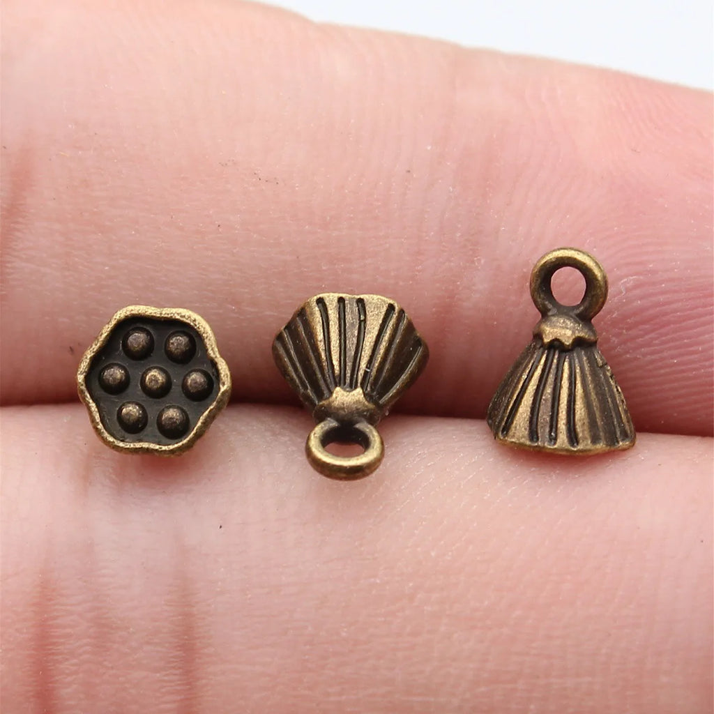 8x6x6mm 0.62g Multicolor Zinc Alloy Lotus Seed Pod Charm Pendant for DIY Necklace Bracelet Making