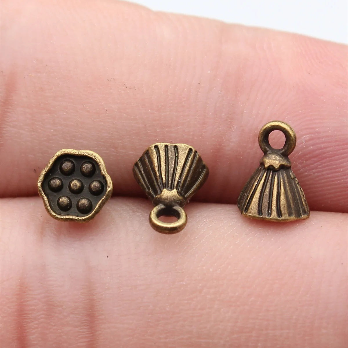 8x6x6mm 0.62g Multicolor Zinc Alloy Lotus Seed Pod Charm Pendant for DIY Necklace Bracelet Making