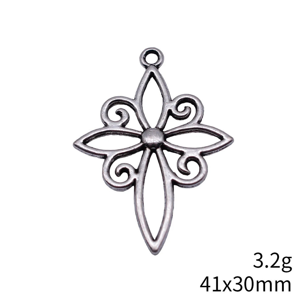 41x30mm 3.2g Antique Silver Zinc Alloy Hollow Cross Star Celtic Knot Charm Pendant for DIY Jewelry Making