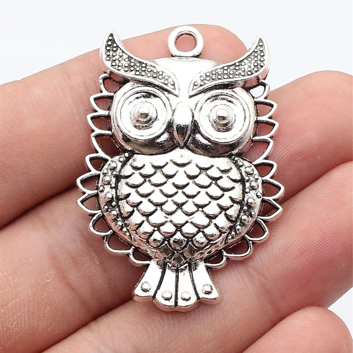 45x32mm 6.1g Antique Silver Zinc Alloy Owl Cat Charm Pendant for DIY Necklace Bracelet Making