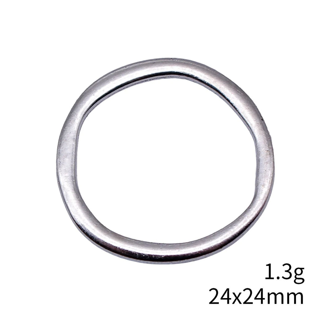24x24mm 1.3g Multicolor Zinc Alloy Irregular Round Ring Connector Charm for DIY Bracelet Making