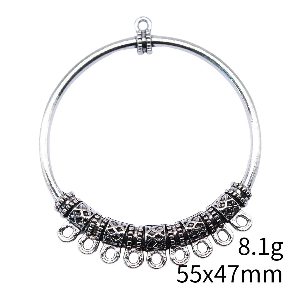 55x47mm 8.1g Multicolor Zinc Alloy Earring Connector Charm for DIY Statement Earrings Jewelry Making