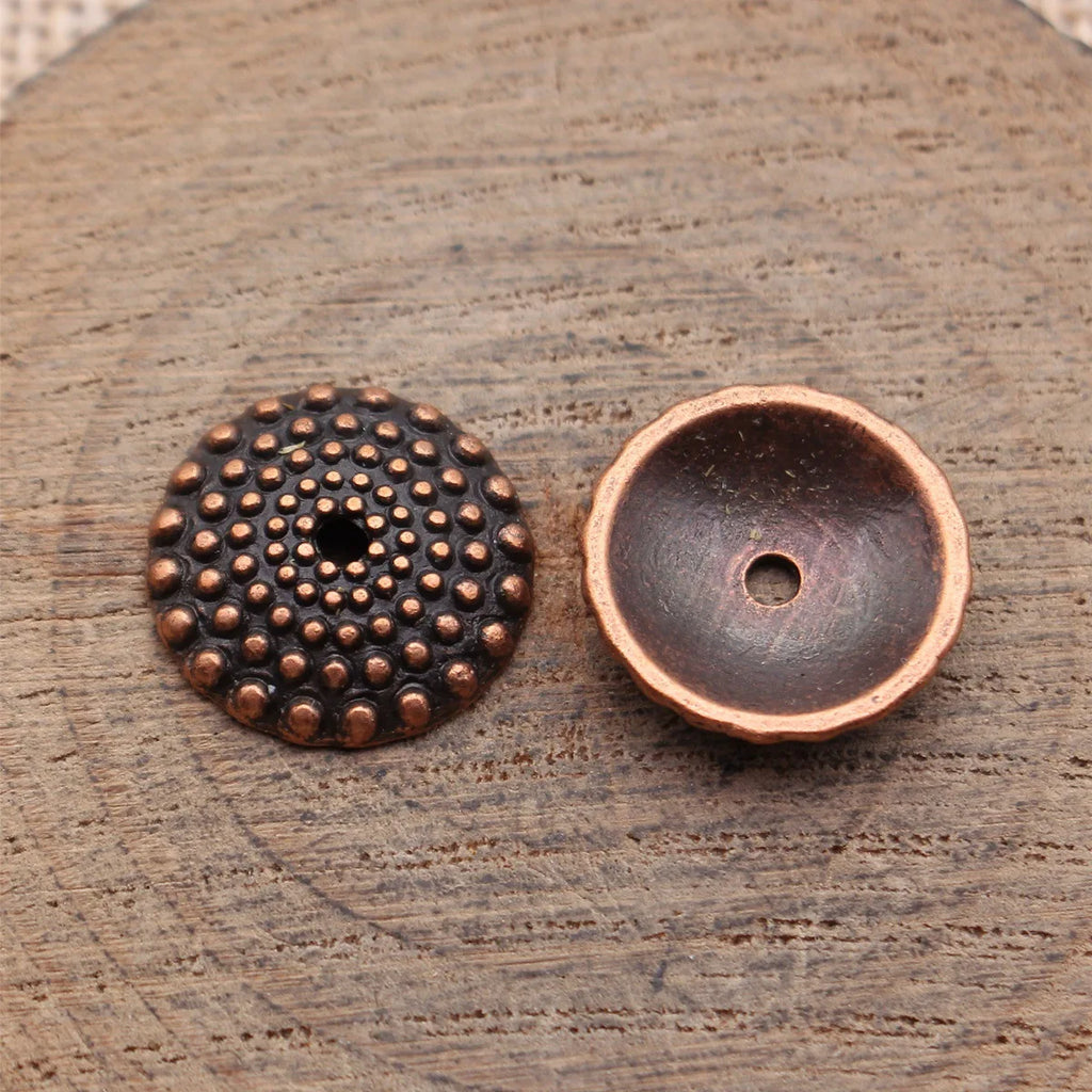 15x15x3.3mm 1.2g Multicolor Zinc Alloy Dotted Flower Bead Cap Spacer Beads for DIY Jewelry Making