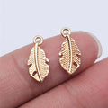 15x7mm 0.4g KC Gold Zinc Alloy Feather Charm Pendant for DIY Earrings Necklace Bracelet Making