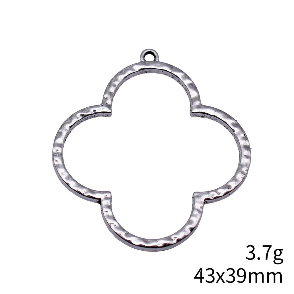 43x39mm 3.7g Multicolor Zinc Alloy Hollow Hammered Flower Charm Pendant for DIY Jewelry Making