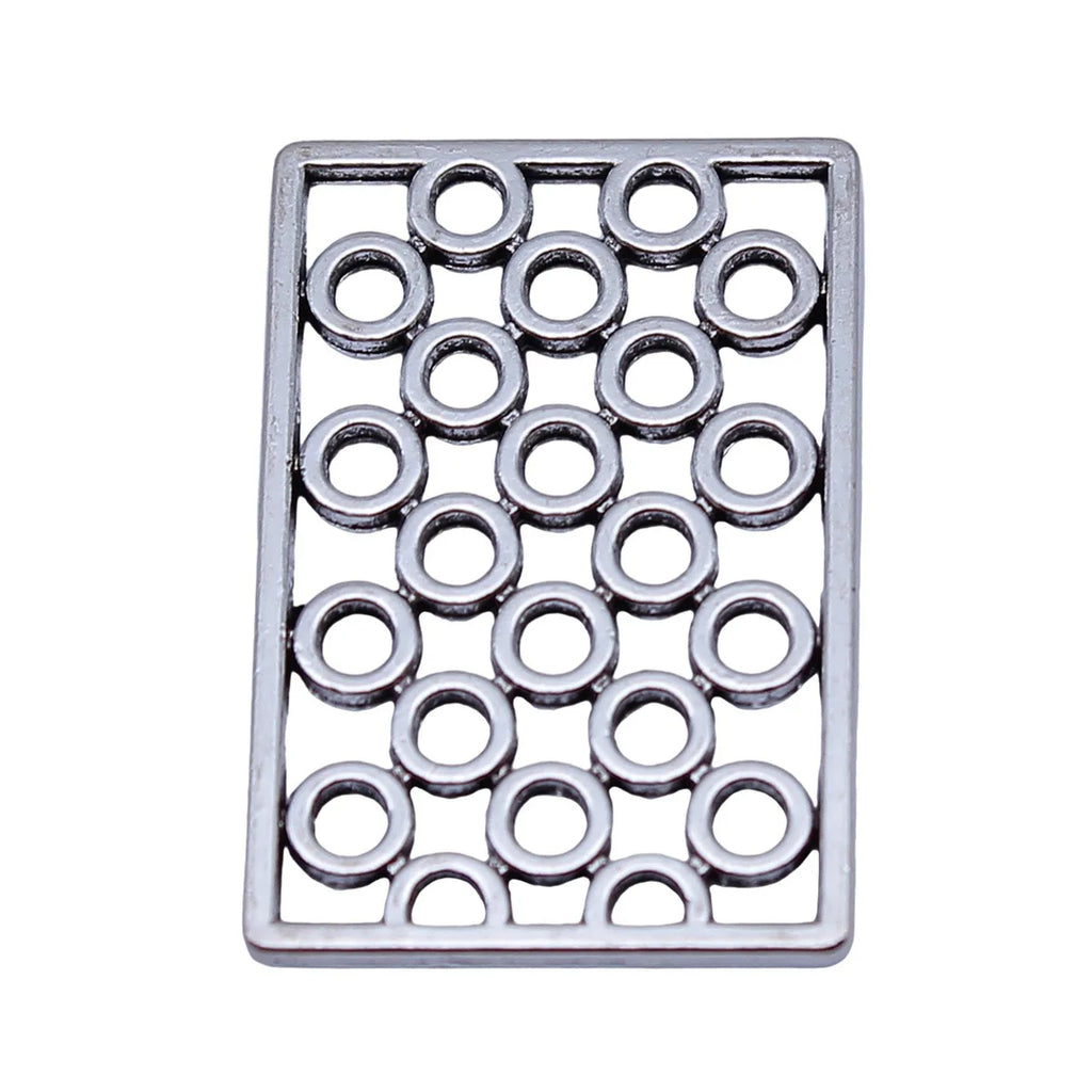 26x18mm 2.1g Antique Silver Zinc Alloy Hollow Geometric Circle Rectangle Ring Charm Pendant for DIY Jewelry