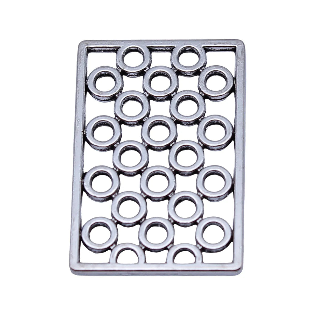 26x18mm 2.1g Antique Silver Zinc Alloy Hollow Geometric Circle Rectangle Ring Charm Pendant for DIY Jewelry