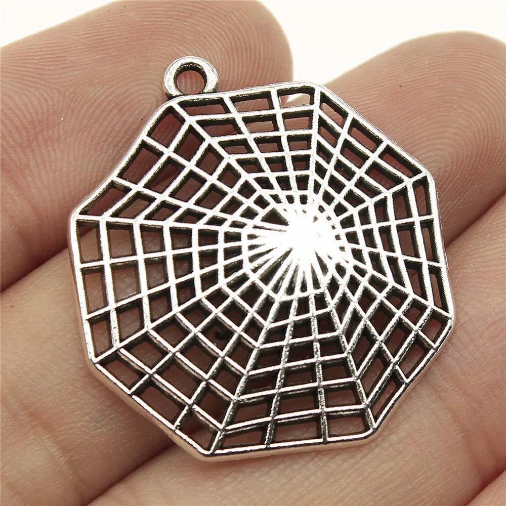 31x28mm 3.1g Multicolor Zinc Alloy Spider Web Charm Pendant for Halloween DIY Jewelry Making