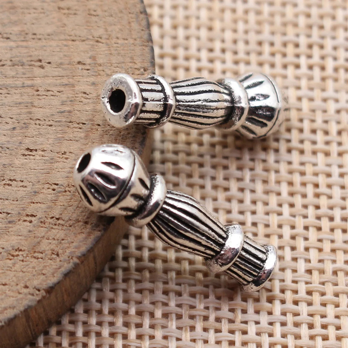 23x7.1x7.1mm 2.3g Antique Silver Zinc Alloy Imam Prayer Rosary Loose Metal Beads for DIY Mala Bracelet Making