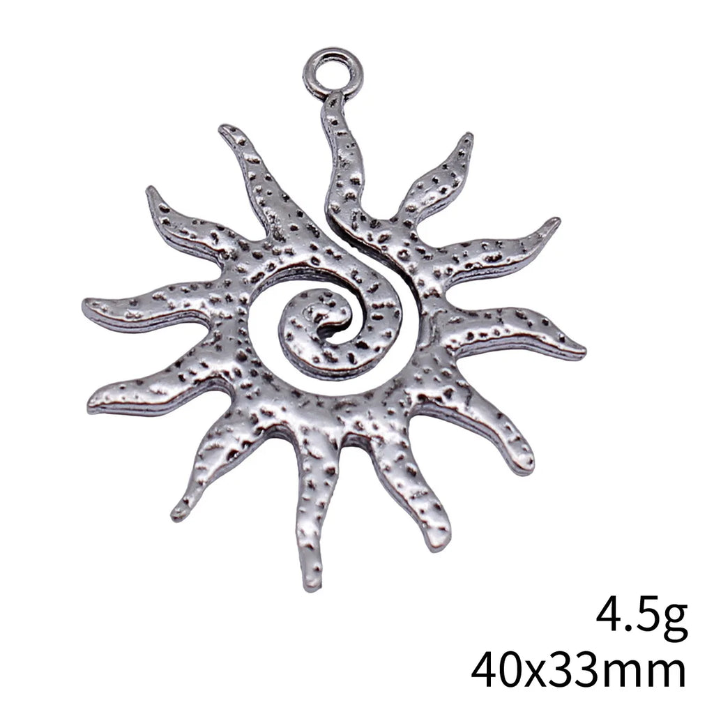 40x33mm 4.5g Multi Color Zinc Alloy Swirl Sun Charm Pendant for DIY Necklace Bracelet Making