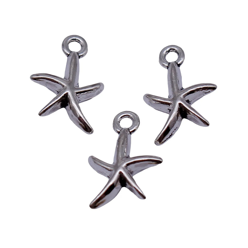 14x10mm 0.71g Antique Silver Zinc Alloy Starfish Charm Pendant for DIY Ocean Theme Jewelry Making