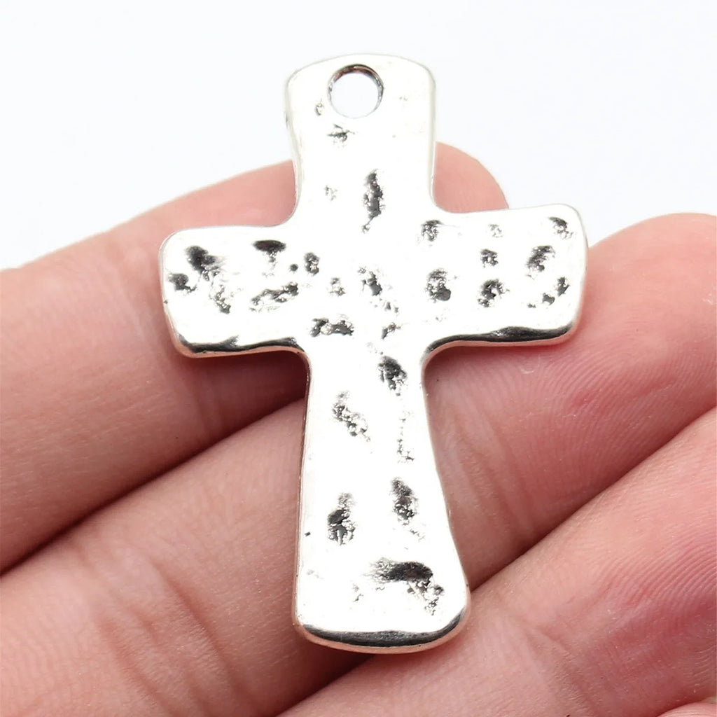 45x31mm 6.5g Multicolor Zinc Alloy Hammered Cross Charm Pendant for DIY Necklace Bracelet Jewelry Making