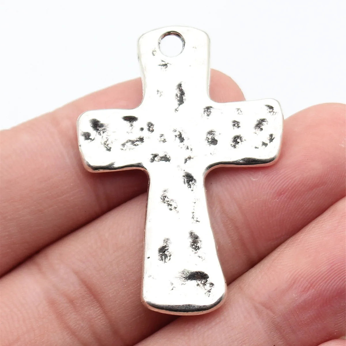 45x31mm 6.5g Multicolor Zinc Alloy Hammered Cross Charm Pendant for DIY Necklace Bracelet Jewelry Making