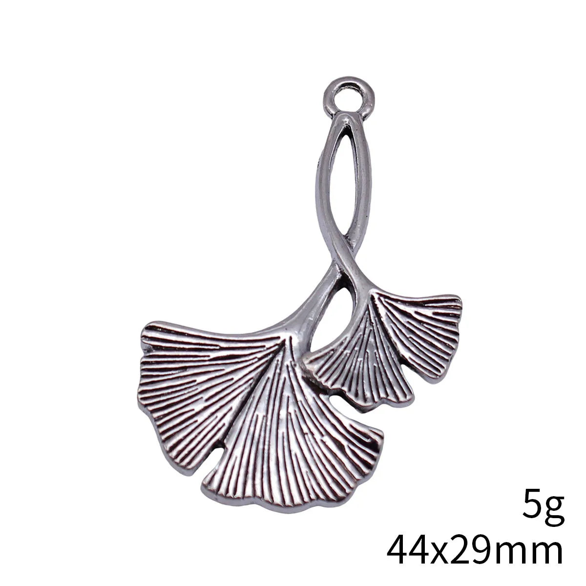 44x29mm 5g Antique Silver Zinc Alloy Ginkgo Leaf Charm Pendant for Botanical Jewelry Making