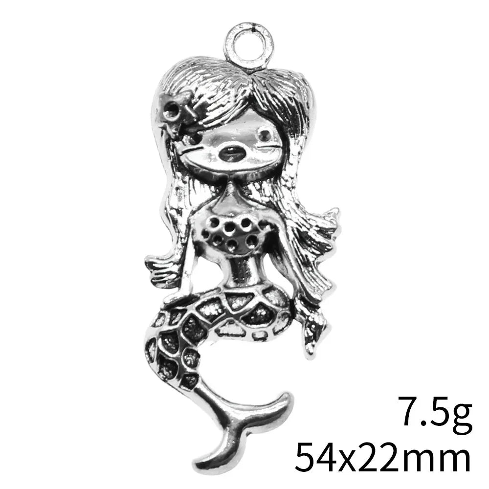 54x22mm 7.5g Multicolor Zinc Alloy Mermaid Charm Pendant for DIY Necklace Bracelet Jewelry Making