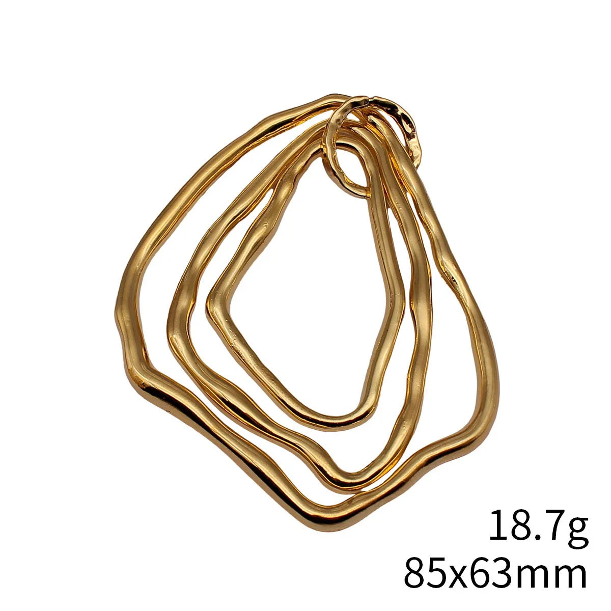 85x63mm 18.7g Bright Gold Zinc Alloy Three Layer Irregular Ring Charm Pendant for DIY Necklace Making