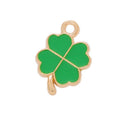 Enamel Clover Charm with a four-leaf clover face with gold-tone edging in 8 Metal Finishes view 12