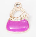 Gold Tone Handbag Charm with Flower and Four Enamel Colors view 6