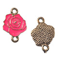 Vintage Style Metal Enamel Rose Two Loop Connector in 2 Metal Finishes view 7