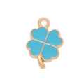 Enamel Clover Charm with a four-leaf clover face with gold-tone edging in 8 Metal Finishes view 6