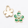 Enamel Five Petal Flower Charm Alloy Jewelry Making Component in 6 Finish Options view 8