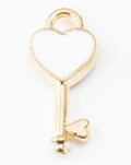 Heart-Top Key Metal Charms in 4 Pictured Finishes for Jewelry Crafts view 6