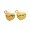 Grandpa Engraved Heart Metal Charm in 3 Finishes for Jewelry Making view 7