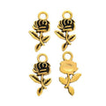 Stemmed Rose Metal Charm in 7 Distinct Finishes for Jewelry Making view 9
