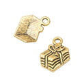 Striped Gift Box Charms in Antique Bronze Gold and Silver view 7