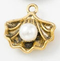 Shell and White Faux Pearl Metal Charm in Seven Finishes view 6