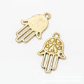 Antique Metal Hamsa Hand Charm Pendant With Textured Detail, 3 Finishes view 7