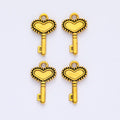 Beaded Heart Key Metal Charms in Seven Finishes for Jewelry Making view 9