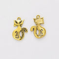 Stylized Cat Charm Alloy Jewelry Making Component in 4 Finish Options view 8