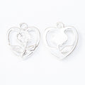 Rose Inside Heart Metal Charm Pendant in Six Finishes view 6