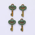 Beaded Heart Key Metal Charms in Seven Finishes for Jewelry Making view 6