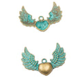 Winged Heart Metal Connector Charm in Three Finishes view 6