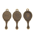 Ornate Hand Mirror Metal Bezel Charms in Four Finishes view 8