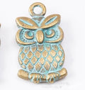 Perched Owl Metal Pendant Charms in Three Patina Finishes view 7