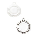 Antique Bronze and Silver Round Floral Bezel Charms for Jewelry Making view 6