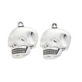 Grinning Skull Head Metal Charm in Textured Metal for Jewelry Making view 3
