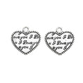I Love You Text Heart Pendant Charm in Three Finishes view 8