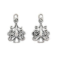 Ornate Christmas Tree Metal Charms in Antique Silver view 3