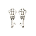 Crown Top Key Metal Charms in Antique Bronze and Silver view 7