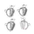 Antique Silver Wine Bottle In Woven Basket Metal Charm view 3