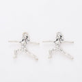 Leaping Gymnast Metal Charm for Jewelry Making in Antique Silver view 3