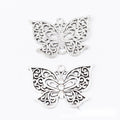 Antique Metal Filigree Butterfly Charm Pendant With Textured Detail, 2 Finishes view 6