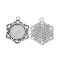 Hexagonal Floral Round Cabochon Settings in Six Metal Finishes view 10