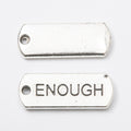 ENOUGH Engraved Rectangular Tag Pendant Charm in Antique Silver view 3