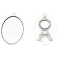 Oval Cabochon Pendant Settings with Eiffel Tower Back Detail view 6